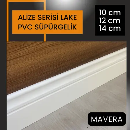 ALİZE SERİSİ SATEN BEYAZ PVC SÜPÜRGELİK PROFİLLERİ MAVERA