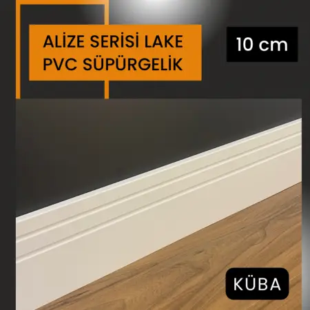 ALİZE SERİSİ SATEN BEYAZ PVC SÜPÜRGELİK PROFİLLERİ HG SİYAH
